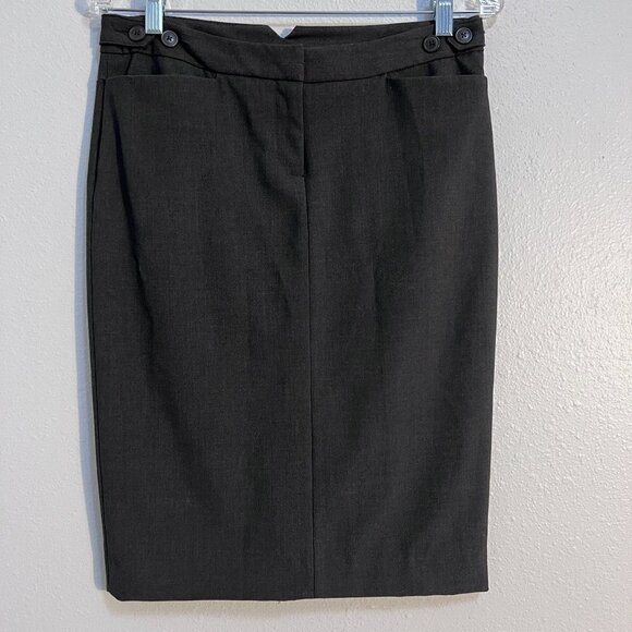 Norma Kamali Grey Heather Lined Pencil Skirt - Picture 1 of 7